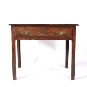 Oak side table George III, with plain rectangular top and fitted drawer, 81cm across, 54.5cm deep,