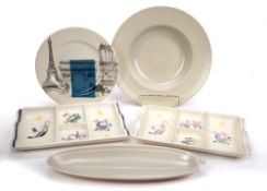 Sarah Costelloe for Wedgwood large bowl 36cm and four Poole pottery and porcelain pieces