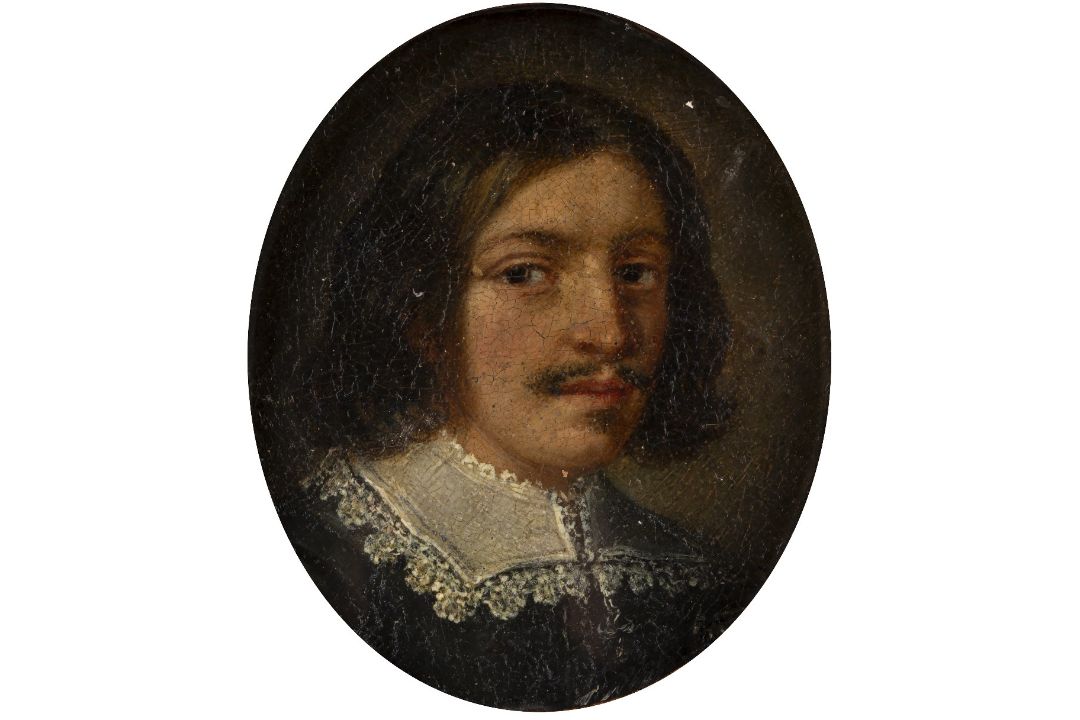 Late 17th Century Italian/ Spanish School Miniature portrait of a gentleman with a lace ruff, oil on - Image 1 of 3