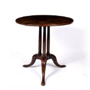 Mahogany tripod table George III, with triple pillar column support (Manx), 71cm diameter, 71cm high