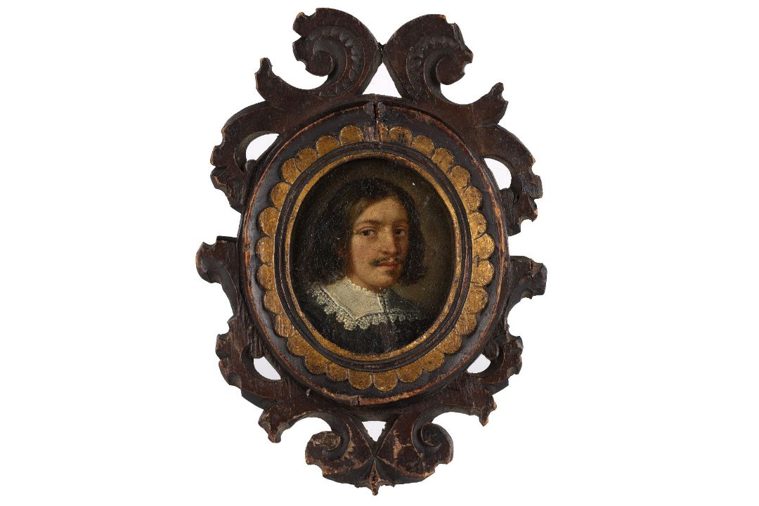 Late 17th Century Italian/ Spanish School Miniature portrait of a gentleman with a lace ruff, oil on - Image 2 of 3