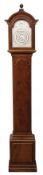 English yew-wood 8 day longcase clock with Franklin style dial by Geoffrey Bell, silvered dial