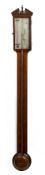 Saltery Vechio & Co stick barometer in walnut case with inlaid decoration, the silvered dial