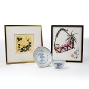 Nanking Cargo Chinese tea bowl and saucer Chinese, 18th Century, a Japanese print signed Takako 10cm