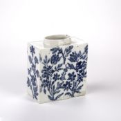 Doccia porcelain tea canister Italian, circa 1750, large flattened square shape, all four sides