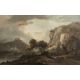 Paul Sandby RA (British,1731-1809) A capriccio landscape in North Wales with hilltop buildings to - Image 1 of 3
