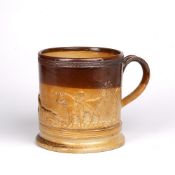 Derbyshire saltglazed jug 19th century, decorated in relief around the exterior depicting a