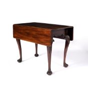 Mahogany drop leaf table probably Irish, George III, on carved ball and claw feet, 91cm x 101cm