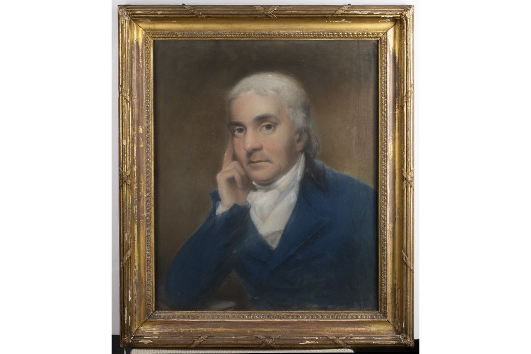 18th Century English School Portrait of Samuel Foote (1720-1777), pastel, the sitter with a raised - Image 2 of 3