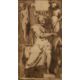 17th Century Italian School Figure study with vacant cartouche, pen, ink and sepia wash drawing, - Image 1 of 3
