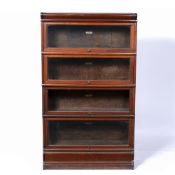 'The Globe Wernicke Co Ltd' four tier bookcase mahogany, with plaque to the interior of each, 86cm x