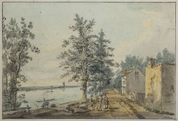 Paul Sandby RA (British, 1731-1809) ''The Mall, Chiswick'', pen, ink and watercolour, 18cm x 27cm