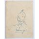 Attributed to Hergé (French,1907-1983) Tintin, Indian ink on paper, 11cm x 8.25cm and a copy of - Image 1 of 4
