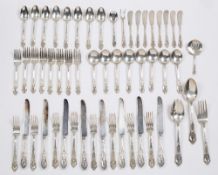 American Wallace Sterling silver part canteen of cutlery consisting of: eight butter knives, eight