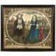 Silk study of a family group English, 18th Century, painted in a cartouche with three figures, set - Image 2 of 3