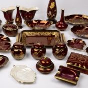 Collection of Carltonware Rouge Royale ceramics to include: Floral painted vases, leaf dishes,