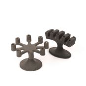 Robert Welch (1929-2000) Two cast iron candelabra, one with label to underside reading 'Designed and