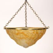 Art Deco style plafoniere Moulded glass, orange and yellow colourway, unsigned, 30cm across