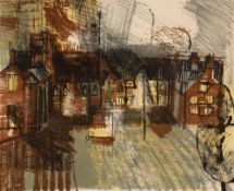 In the manner of John Piper (1903-1992) 'Untitled' lithograph, numbered 22/100, indistinctly