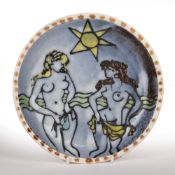 In the manner of Pablo Picasso (1881-1973) Ceramic dish with painted decoration of two nude females,