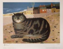 Mary Fedden (1915-2012) 'Cat on a Cornish beach' 1991,edition number 413/500, blind stamp lower