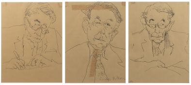 Linda Kitson (b.1945) 'Sir Robert Lusty, trio of portraits' three pencil sketches, one signed in