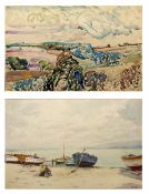 Isidore Rosenstock (1880-1956) 'Untitled boats on the shore' watercolour, signed lower right, 38cm x