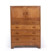 Attributed to Heals Oak tallboy, unmarked, 107cm wide x 153cm high x 50cm deep