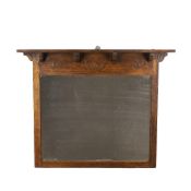 Arts and Crafts oak framed mirror, 87cm x 71cm overall
