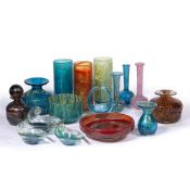 Designed by Michael Harris (1933-1994) at Mdina glass, Malta Collection of glass to include: