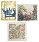 Suha Yusuf (b.1950) 'Seahorses' etching and aquatint, numbered 2/30, signed in pencil lower left,