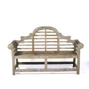 Lutyens style teak garden bench, 166cm x 103cm x 57.5cm