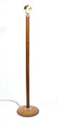 Heals style walnut Art Deco reeded standard lamp, on circular base, 162cm high from floor to top
