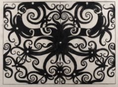 20th Century British School 'Untitled' black paint on board, unsigned, unframed, 40cm x 56cm