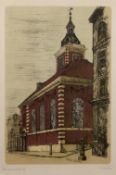 Richard Beer (1928-2017) 'St. Benet, Paul's Wharf' etching and aquatint, numbered 11/75, signed in