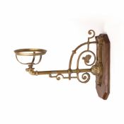 James Hinks & Son Art Nouveau brass wall light bracket on oak plinth, 31cm x 44cm