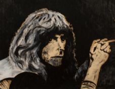 20th Century School 'John Mayall, Blues/Rock Musician' gouache portrait, circa 1970, unsigned,