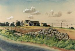 Norman Neasom (1915-2010) 'Saintbury Hill farmhouse' watercolour, signed and dated 1962 lower right,
