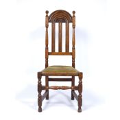 Liberty & Co 'Lochleven' chair with green upholstered drop-in seat, 115cm x 48cm