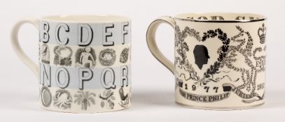 Eric Ravilious (1903-1942) for Wedgwood 'Alphabet' mug, in blue colourway, designed in 1937, printed