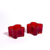 Alvar Aalto (1898-1976) for Iittala 'Votive' pair of tealight holders, red colourway, each