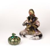 Attributed to Ars Cenedese for Murano Glass 'Snake charmer' two-part set, both unsigned, charmer