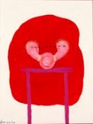 Penny Goring (b.1962) 'On the pink table, 1994' acrylic, signed in pen lower left, 27cm x 20cm