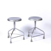 Hoskins of Birmingham Pair of industrial stools, with label to one of the legs, 52cm high (2)