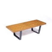 George Nelson (1908-1986) for Herman Miller bench, with wooden top on ebonised legs, unmarked, 122cm