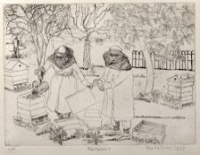 Prid Lansenby (1909-1996) 'Beekeepers' etching, artist proof, signed and dated 1975 in pencil