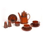 Scottie Wilson (1888-1972) for Royal Worcester Part tea set, circa 1960, comprising of nine pieces