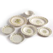 Eric Ravilious (1903-1942) for Wedgwood 'Garden' pattern, seven pieces of dinnerware comprising of