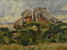 Christopher Johnson (b.1961) 'Gosho Rock, Gosho Park, Peterhouse' oil on canvas, dated 1994 to the
