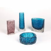 Geoffrey Baxter (1922-1995) for Whitefriars glass Nailhead vase in Kingfisher blue, 11cm high, a